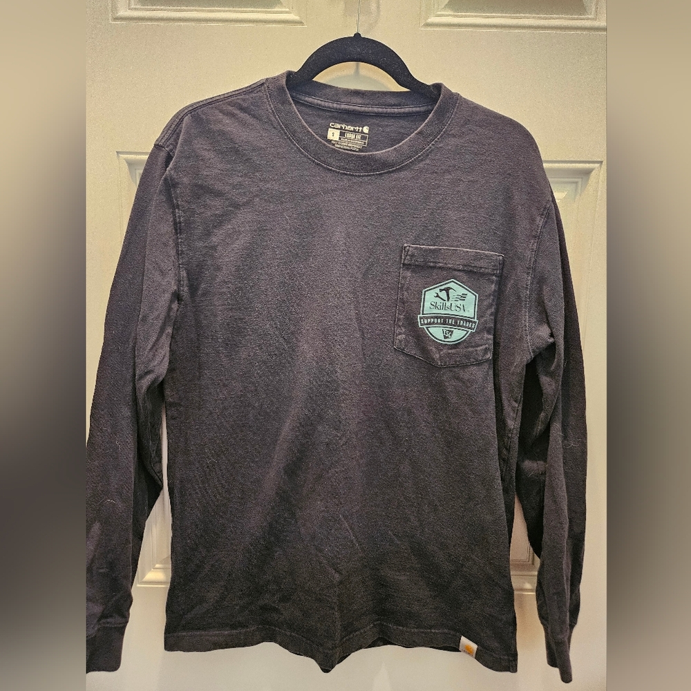 Carhartt Men's Long Sleeve Tee - Charcoal with Pocket Graphic